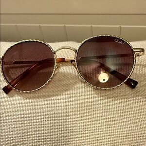 Quay Round “I See You” Sunglasses with Gold Frame
